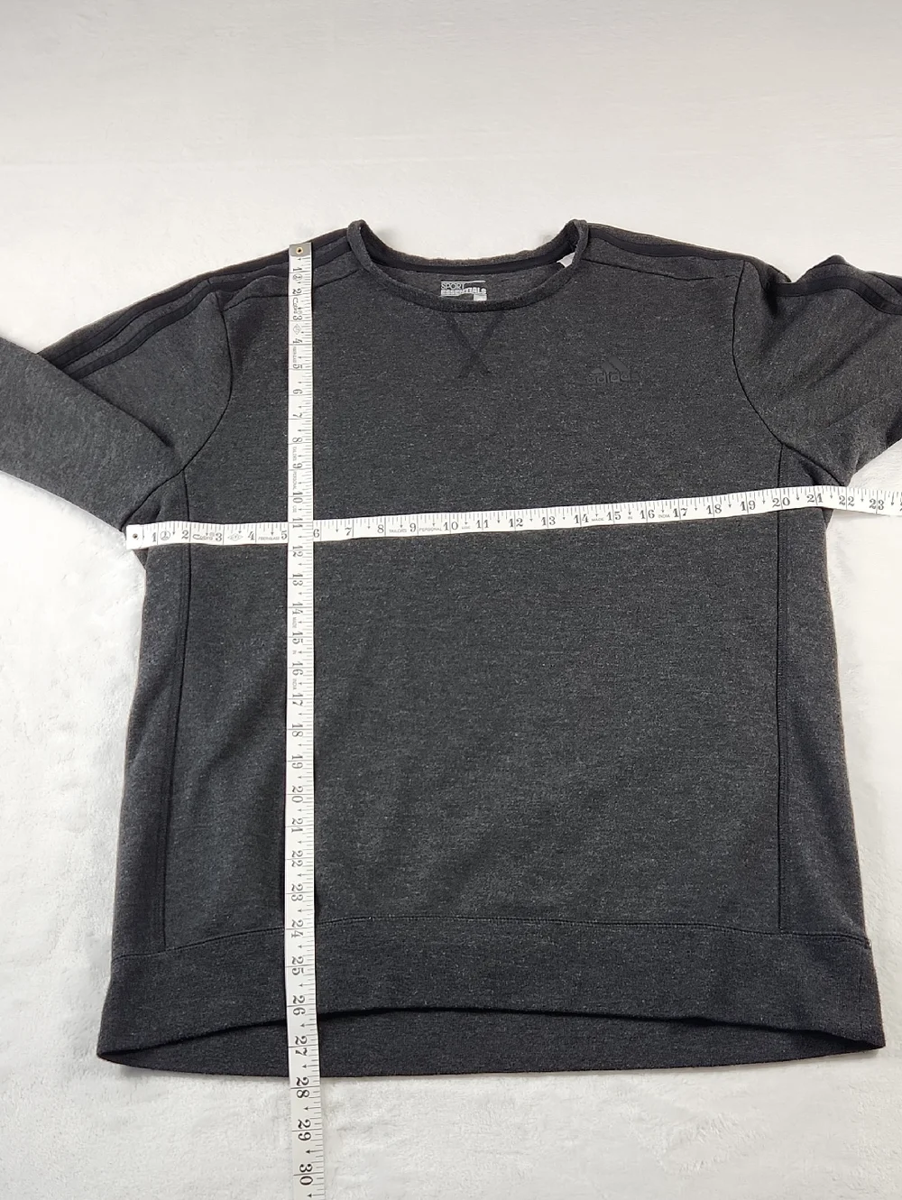 Adidas Essentials 3-Stripes Crewneck Sweatshirt Charcoal Gray Men's Large